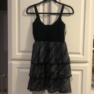 Black with white polka dots Bebe dress.